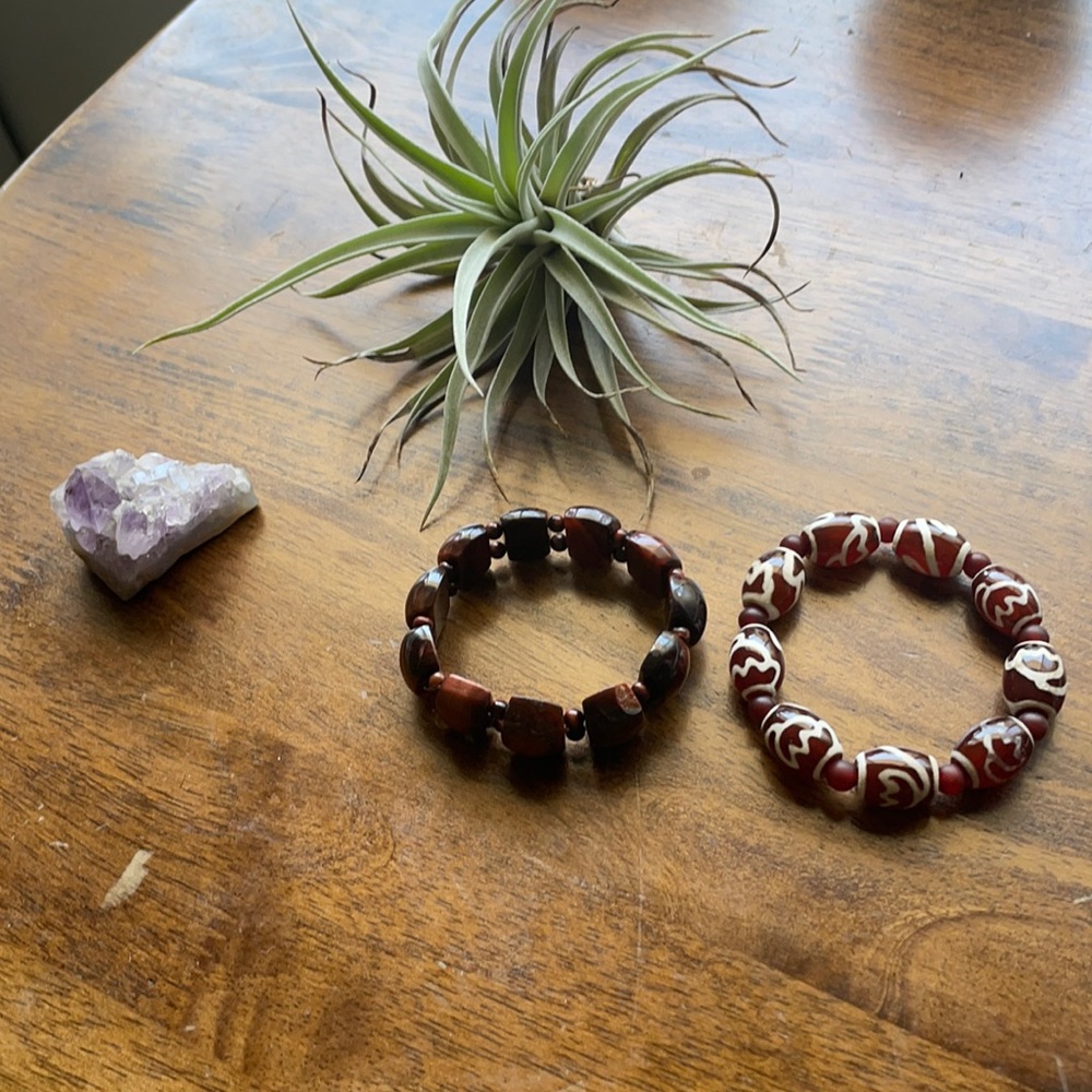 Handmade vintage glass beads tribal bracelet lot